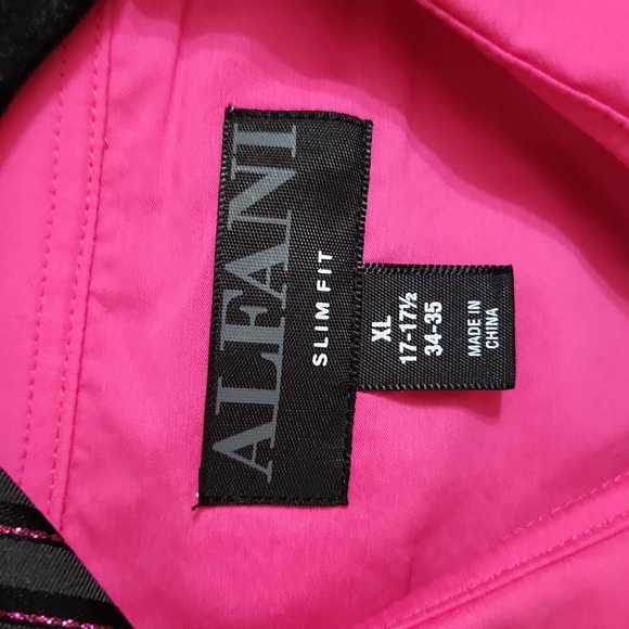 Men's XL 17.5 34-35 Hot Pink Dress Shirt & Tie - Picture 2 of 4